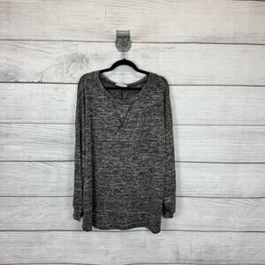 Haptics Plus Size Gray Heather Knit Long Sleeve Top Size 2X